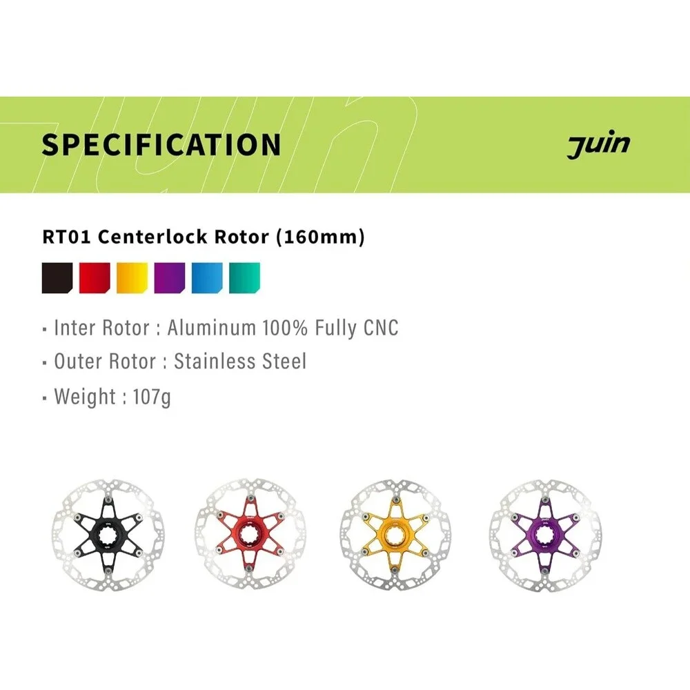 Juin RT01 Centerlock Bicycle Disc Brake Rotor, Red, 160mm Bike Race Enthusiasts